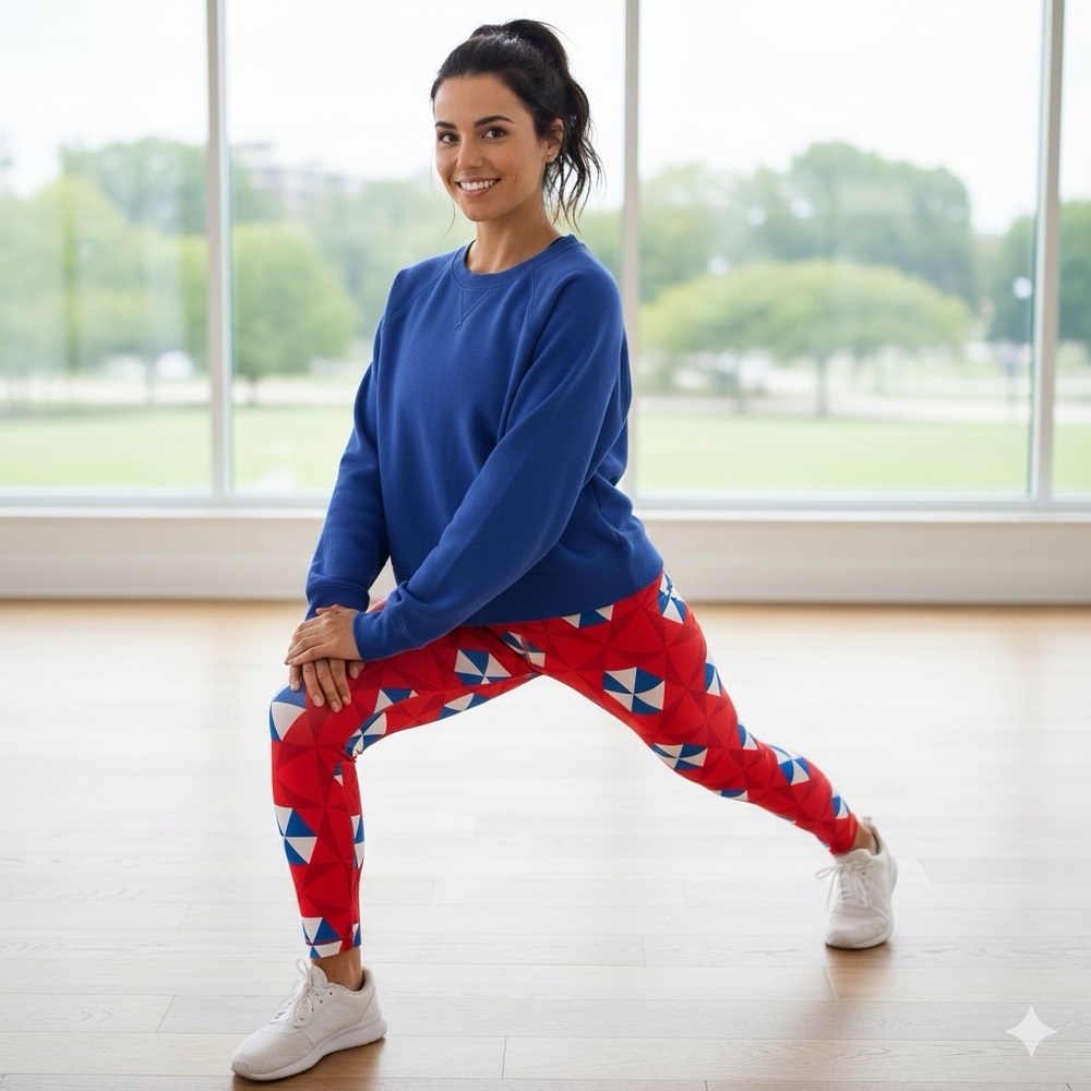 LULAROE Tall and Curvy Red Pinwheel Leggings OS